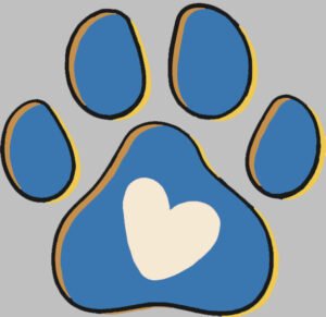 I L T D O Paw print logo with a heart in the center of the paw